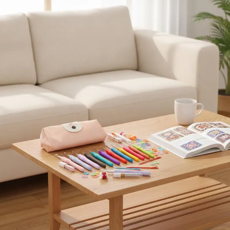 New Portable Crochet Hook Set BPA-Free Multicolor Knitting Needles with Storage Bag for Kid Safe Weaving Activities