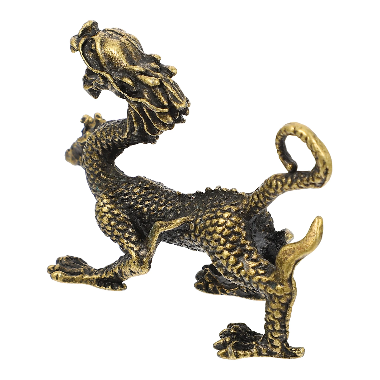 

1pc Vintage Brass Dragon Style Alloy Ornament Home Desktop Decor Living Room Shelf Adornment Auspicious Gift Creative