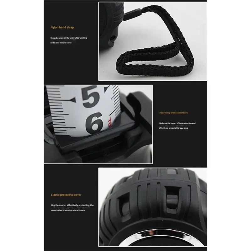 B08B-For Designer, Decorator Retractable Self-Locking Construction Tape Measure 5M X 19/25Mm With Mm Graduation