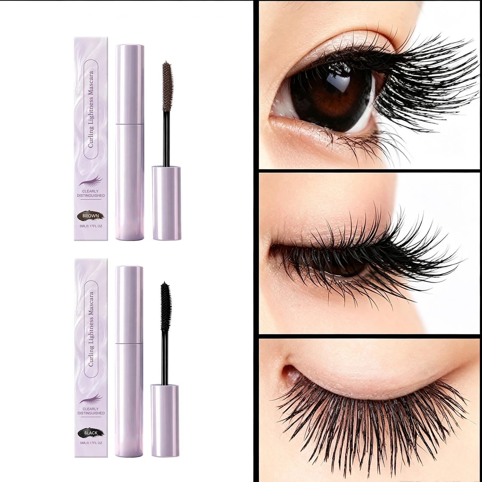 Black/Brown Curling Mascara Waterproof Sweatproof Smudge Proof Lash Lifting Thickening Lengthening Makeup 3D Stereo Mascara 5ml
