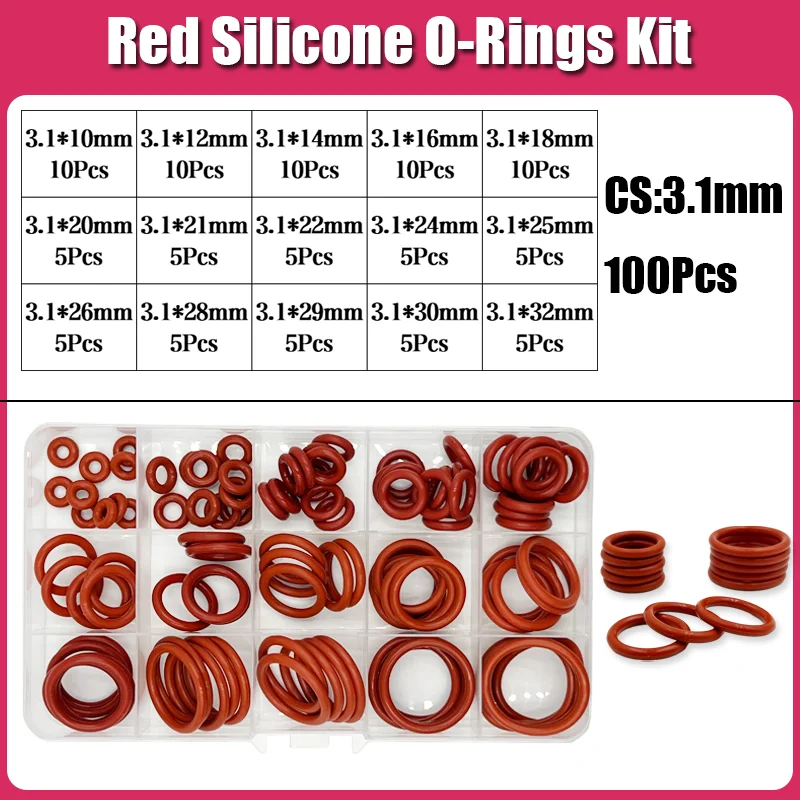Silikon-O-Ring CS 1/1,5/2,0/2,4/3,1 Dichtungsscheibe Rot VMQ O-Ring Sanitärdichtung Ölbeständiger hitzebeständiger O-Ring – Detail 7