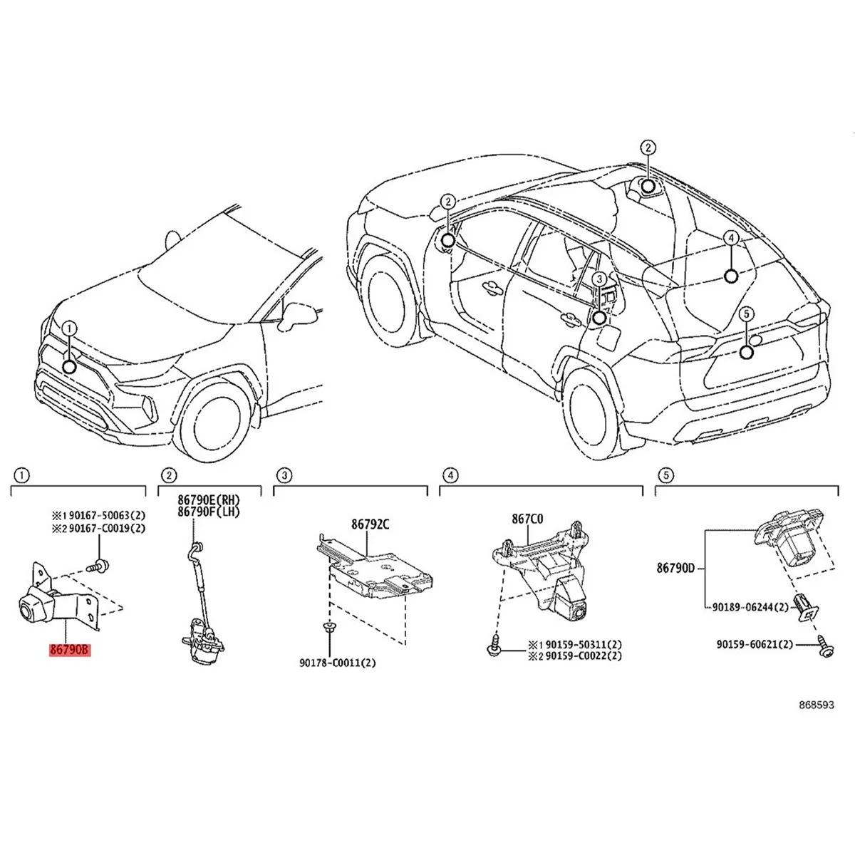 Auto-Frontkamera 86790-0e280 86790-0r200 86790-0r181 für Toyota Harrier Rav4 2013-2016 Surround-Assist-Kamera