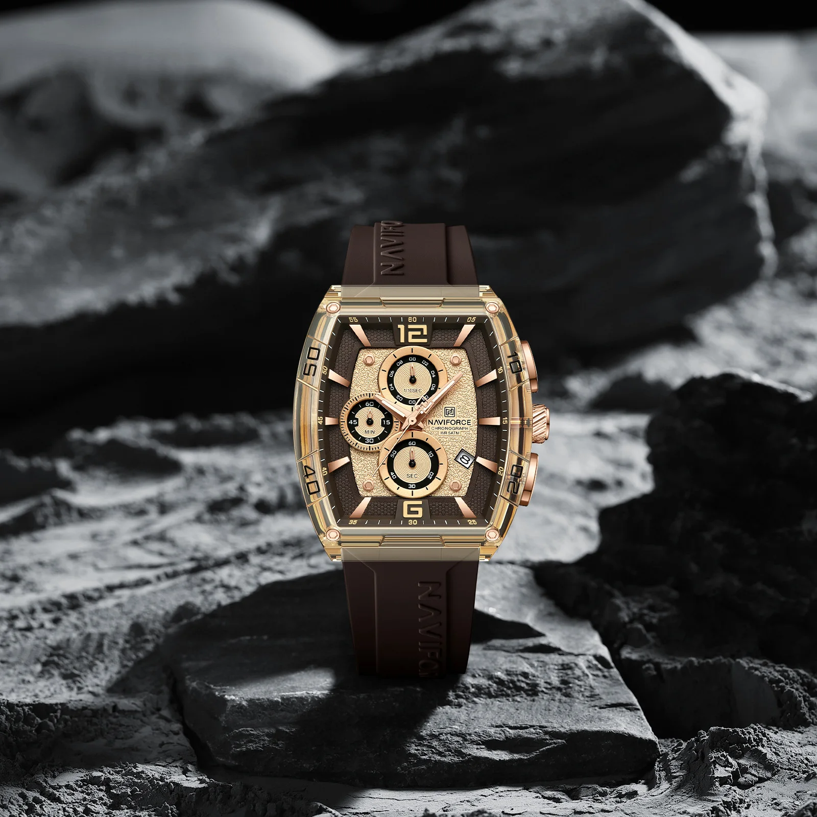 NAVIFORCE 6101 ساعات كوارتز عادية للرجل الرياضة مضيئة مقاوم للماء سيليكون حزام موضة الرجال ساعة relojes الفقرة hombres