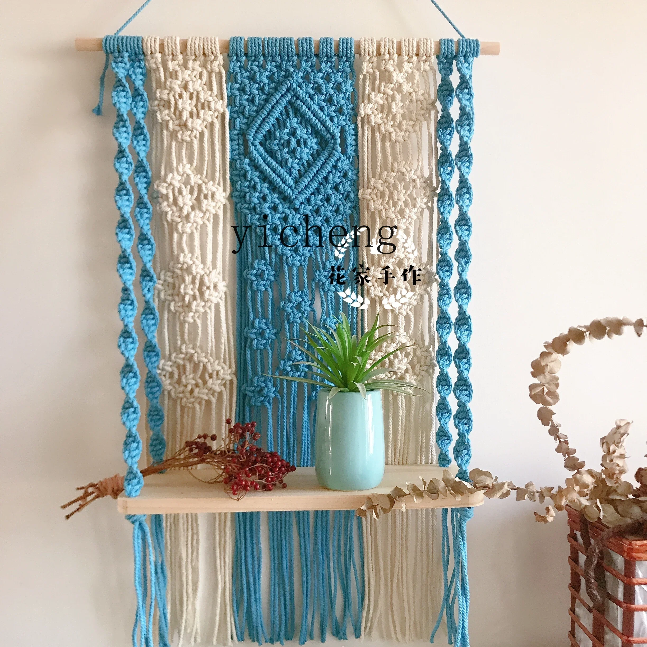 YFY ins Handmade Tapestry Woven Wooden Board Rack Living Room Partition Decoration