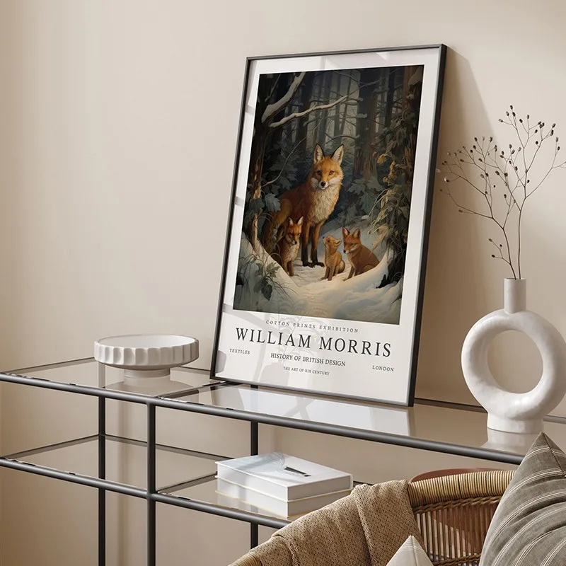 Retro William Morris Animal Exhibition Posters and Prints Canvas Painting Wall Art Sheep Bear Rabbit Picture for Room Home Decor
