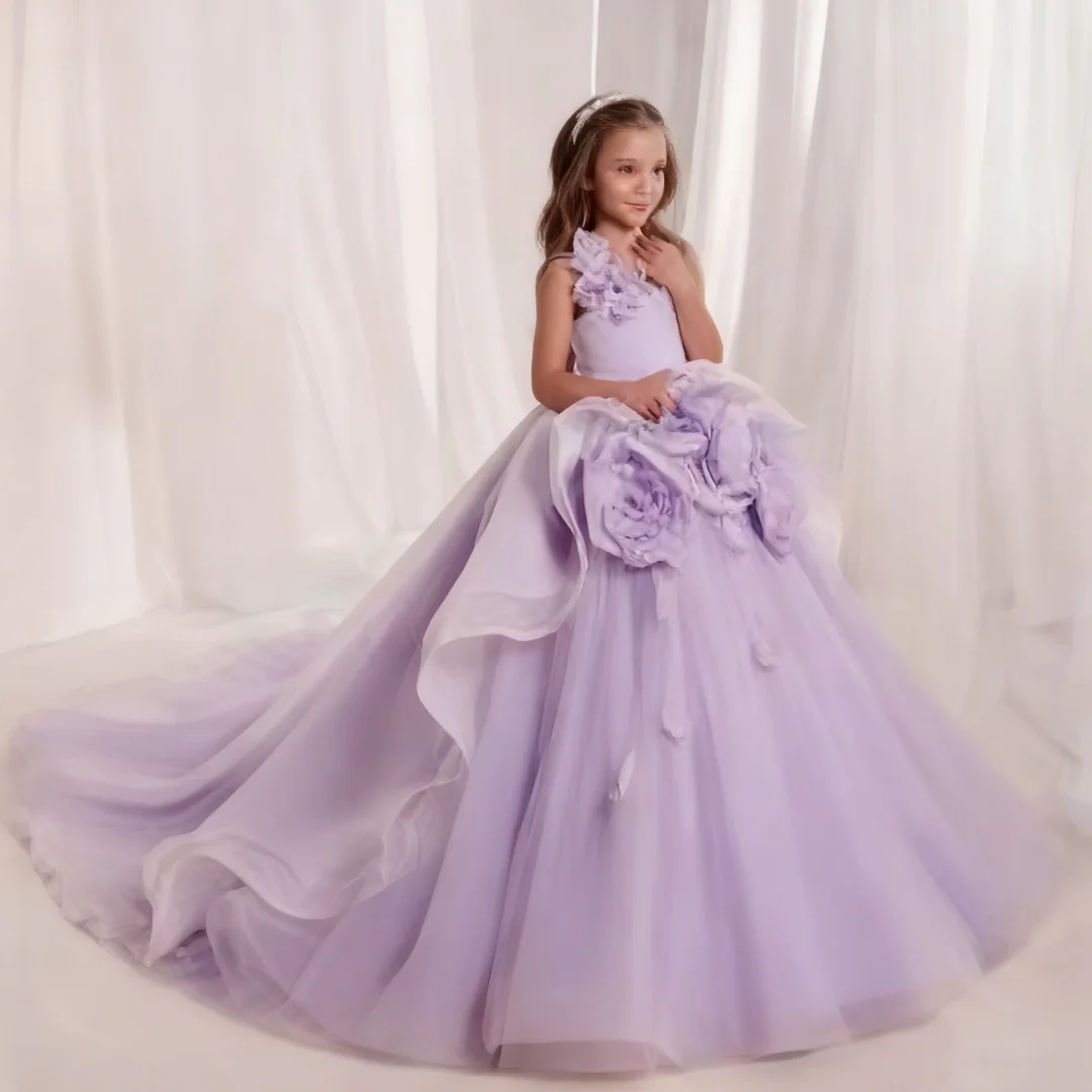فستان سهرة للأميرة للأطفال الصغار والأطفال فستان فتاة الزهور مع زينة لحفلات أعياد الميلاد وحفلات الزفاف الأولى #6
