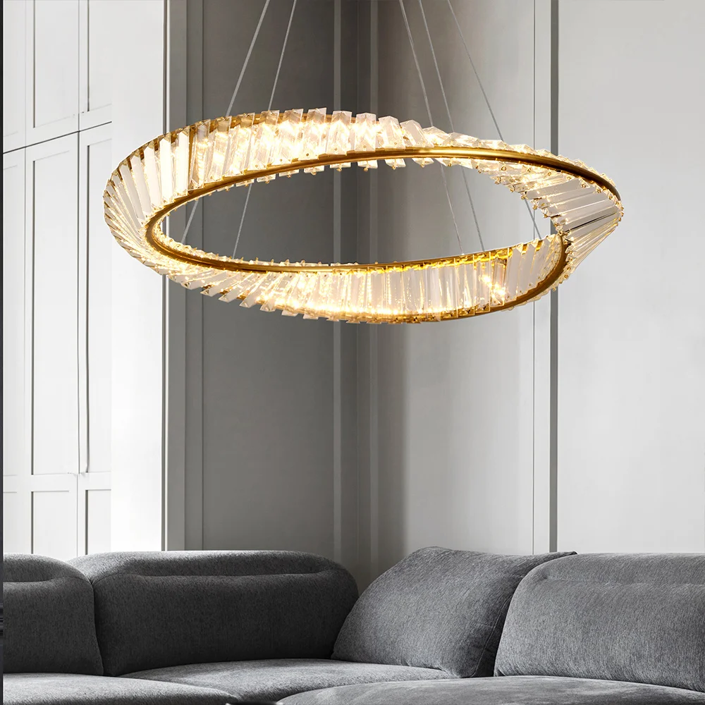 

Crystal Led Pendant Light Ceiling Lamp Luxury Gold Möbius Strip Chandelier Lustre For Living Dining Room Home Decor Fixture Lumi