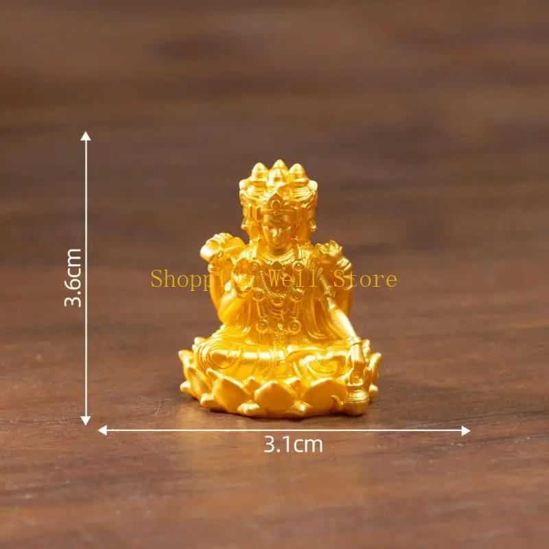 KX4B Resin Buddhas Figurines Small Sakyamuni Statues Bulk Mini Gold Buddhas Statues