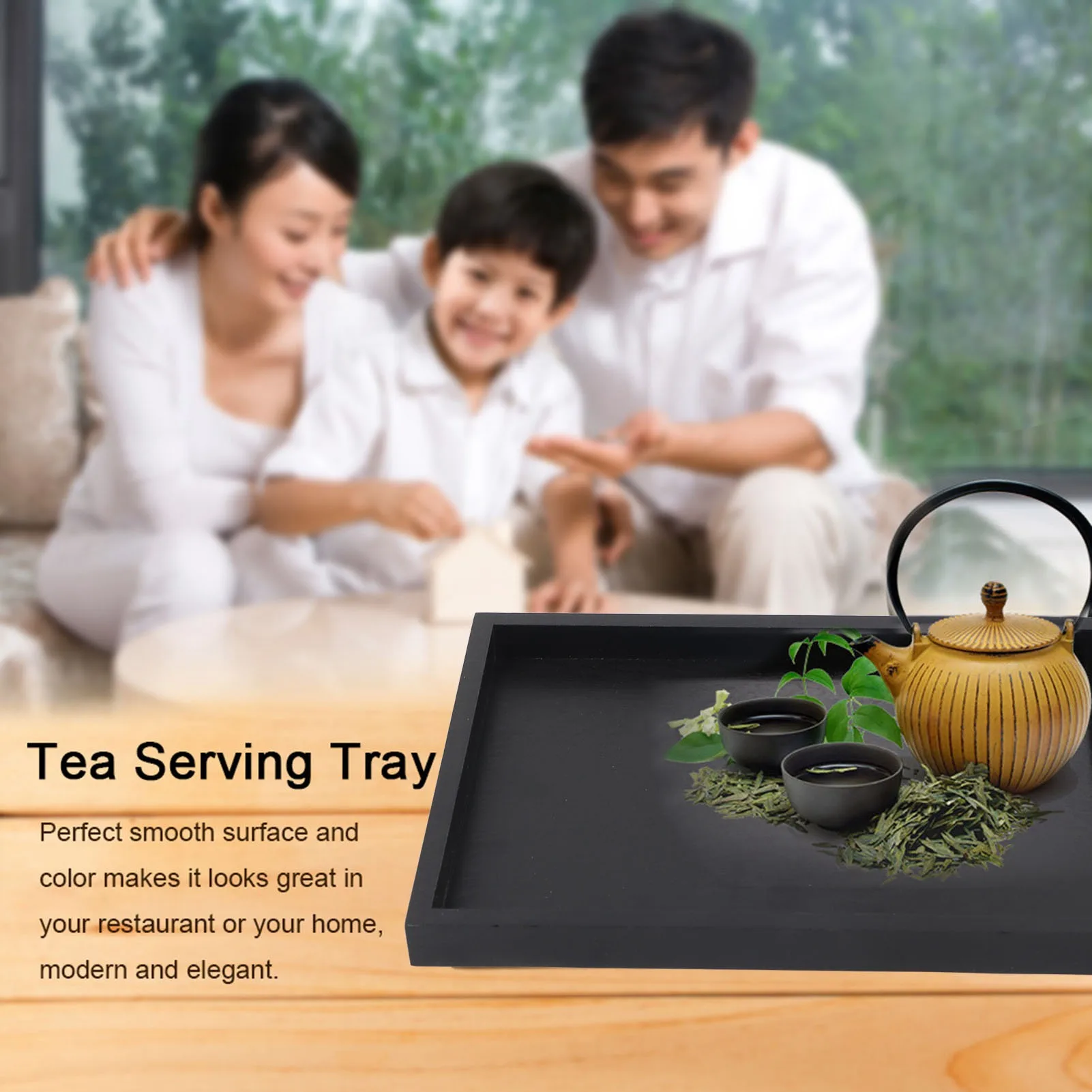 Wood Rectangular Tea Tray Solid Tea Tray Coffee Cup Plate 3 Size Wooden Hotel Dinner Storage Tableware For Kitchen Party Tea Bar