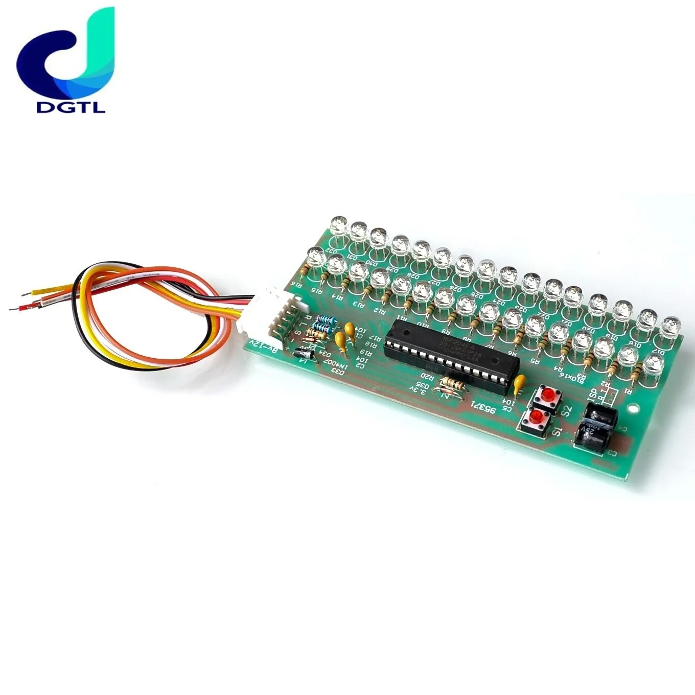 

MCU Adjustable Display Pattern LED VU Meter Level Indicator Amplifier Audio 16 LED Dual Channel Green lamp light DC 8V to 12V