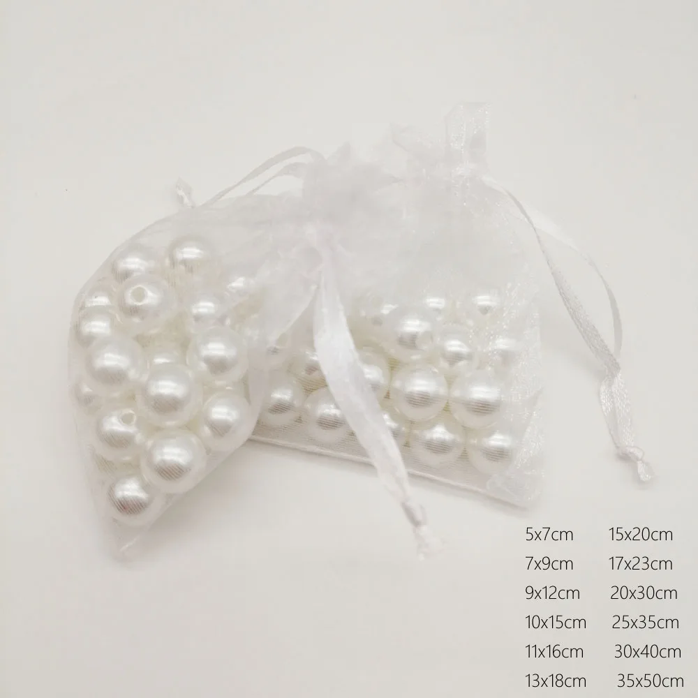 حقيبة هدايا بيضاء بالجملة الرباط حقيبة من الأورجانزا 100 قطعة حقائب هدايا الأورجانزا لحفلات الزفاف أكياس أكياس تغليف المجوهرات كيس التخزين