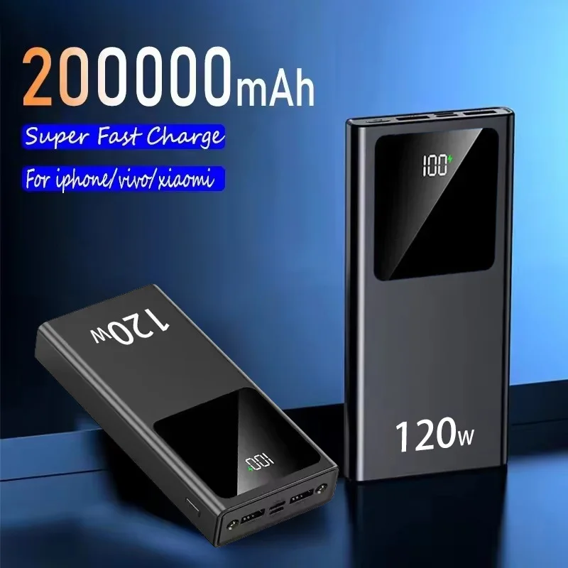 200000mAh 120W Power Bank Super Fast Charging Battery High Capacity Digital Display Power Bank For iPhone Samsung Huawei 2025