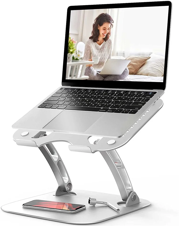 Best Seller Double Shaft Aluminum Laptop Stand Adjustable Height Ergonomic Foldable Desk Tablet Holder