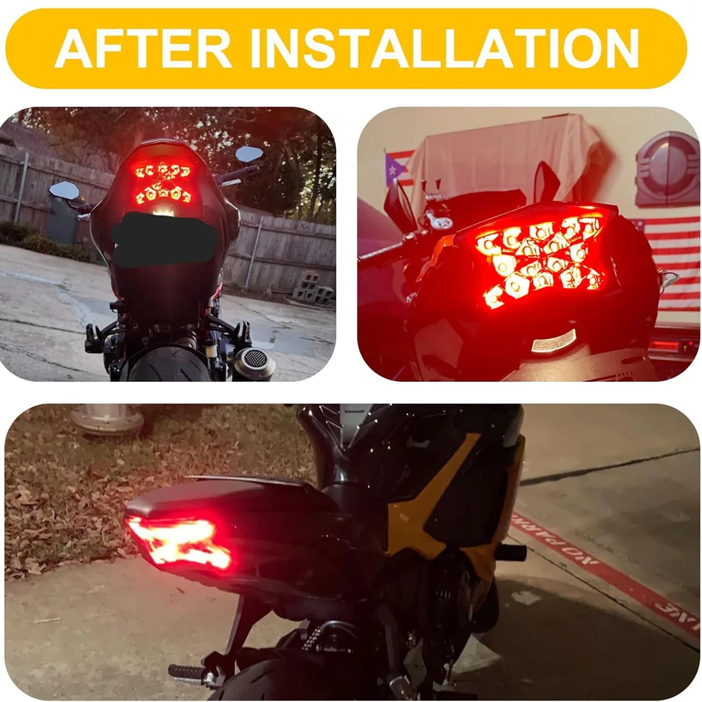 Motorcycle LED Integrated Tail Brake Light Rear Stop Indicator Taillights Accessory For Kawasaki Z900  Z650 NINJA 650 ABS ZH2/SE