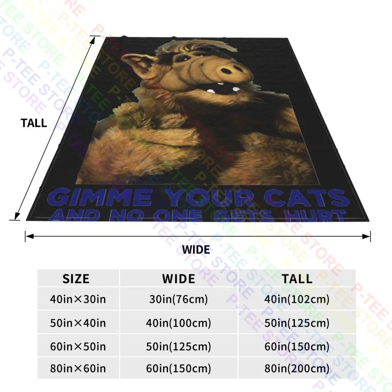 Alf Gimme Your Cats Funny Birthday Blanket Luxury Flannel Coral Fleece Bedding Travel Camping Blanket