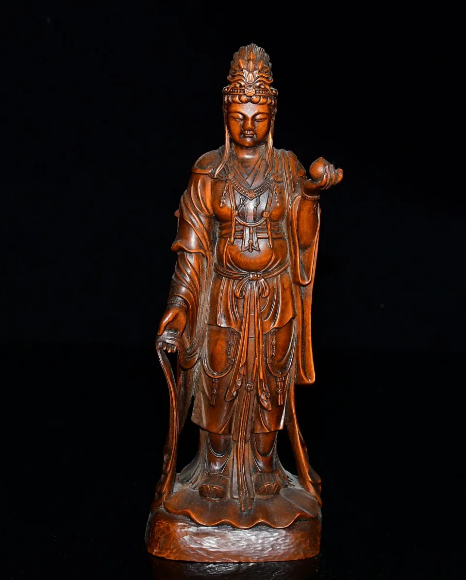 Old Boxwood Take peaches Guanyin Bodhisattva Station Buddha Amitabha Buddha Worship Hall