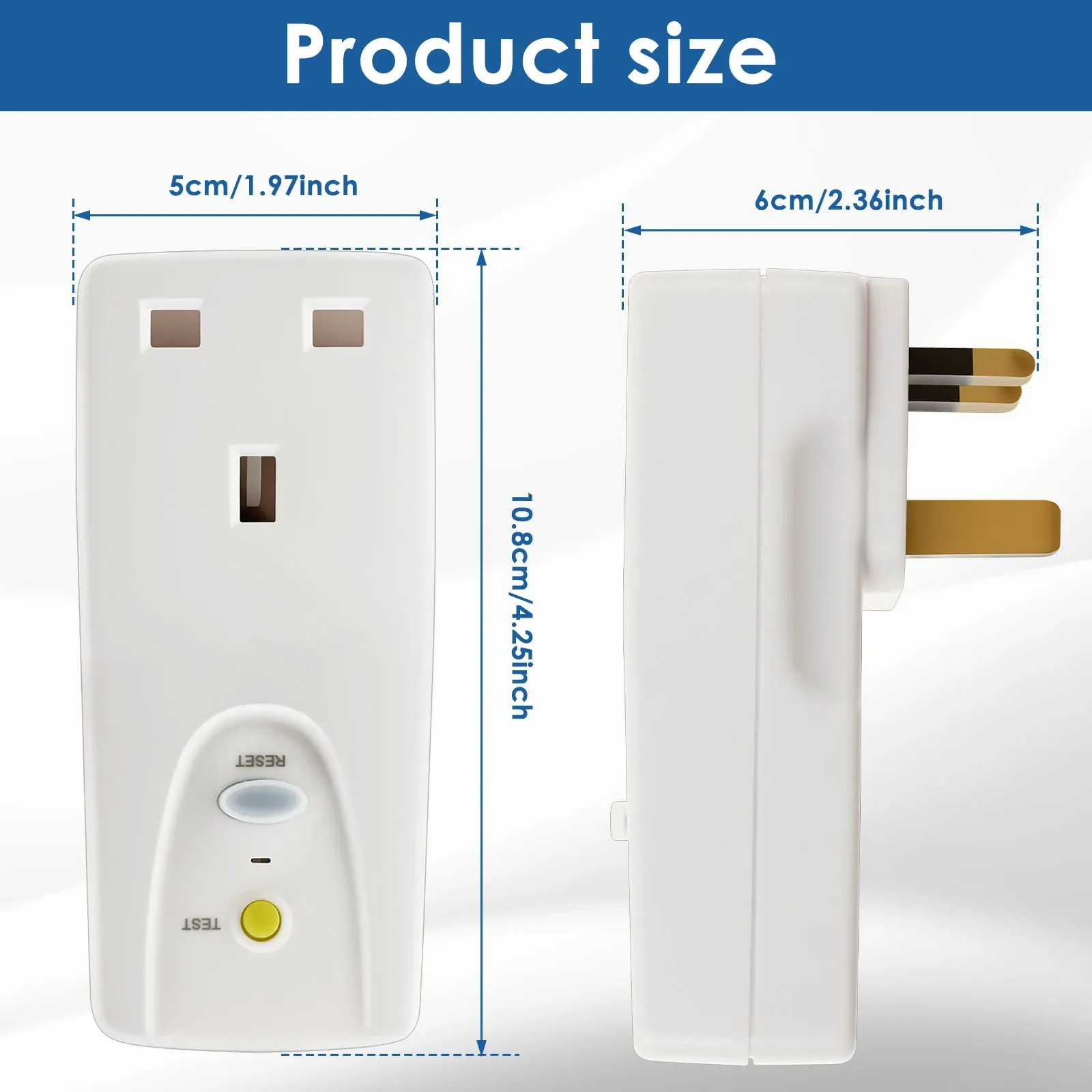 RCD Plug Safety RCD Adaptor UK Leakage Protection Portable Home Circuit Breaker 13A for Household Appliances and Power Tools