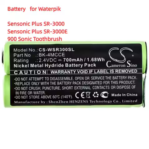 700mAh Battery For Waterpik Sensonic Plus SR-3000E,900 Sonic Toothbrush,BK-4MCCE