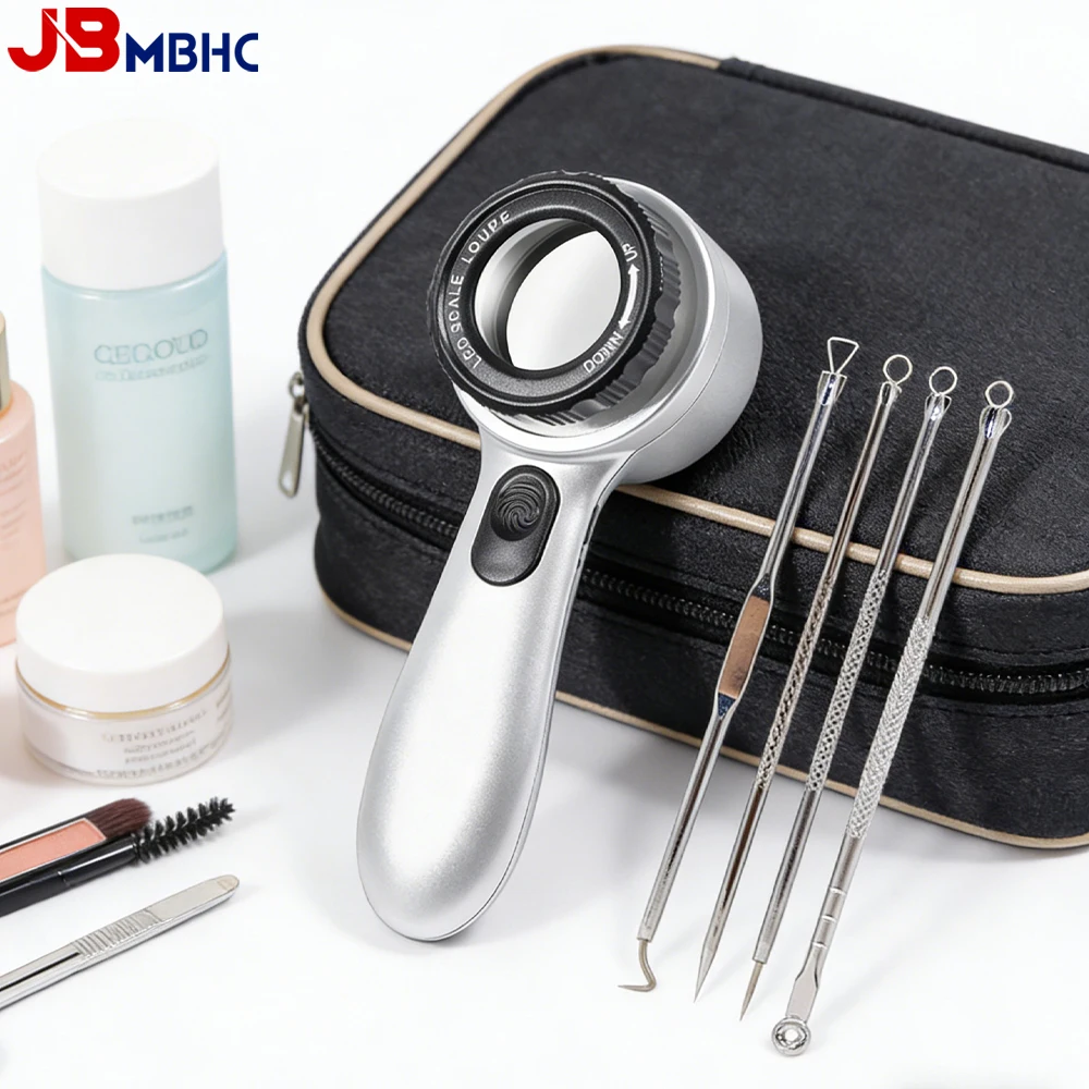 

Ручная лупа для кожи с 30-кратным увеличением и 12 регулируемыми светодиодными лампами, перезаряжаемая кожаная лупа и средство для удаления черных точек для лица