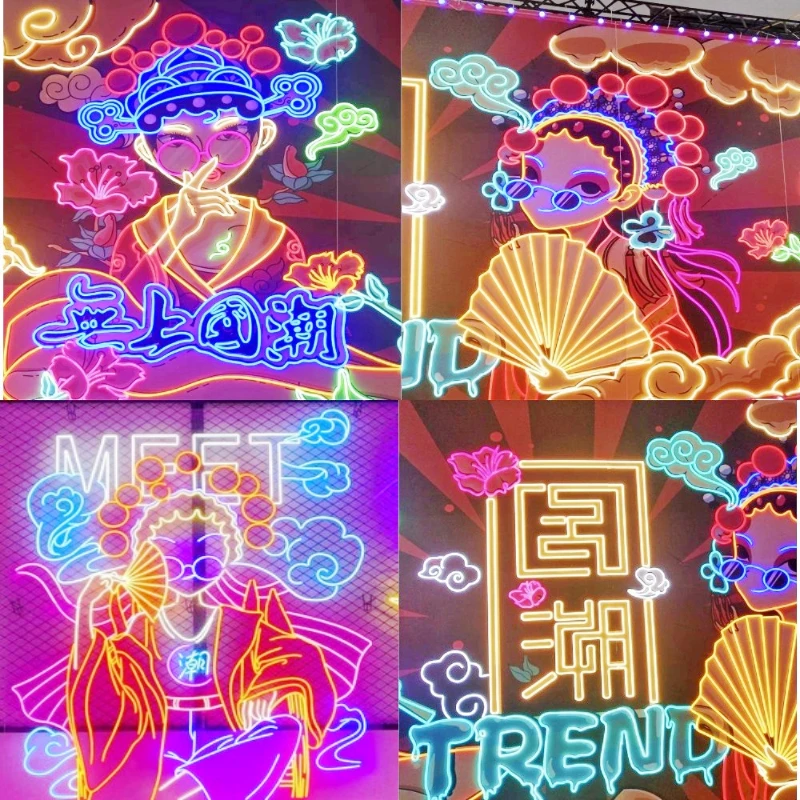 

Customized LED neon light luminous character billboard ins bar net red decorative wall China-Chic pattern hose modeling