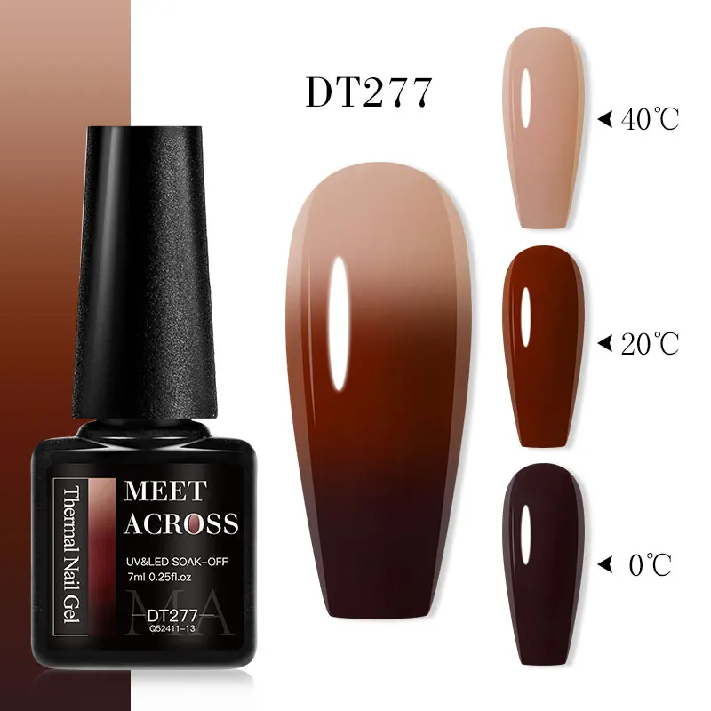 MEET ACROSS 7ml Thermal Ultra-thin Gel Nail Polish 3 Layers Temperature Changing Gel Varnish Soak Off UV LED Nail Art Manicures