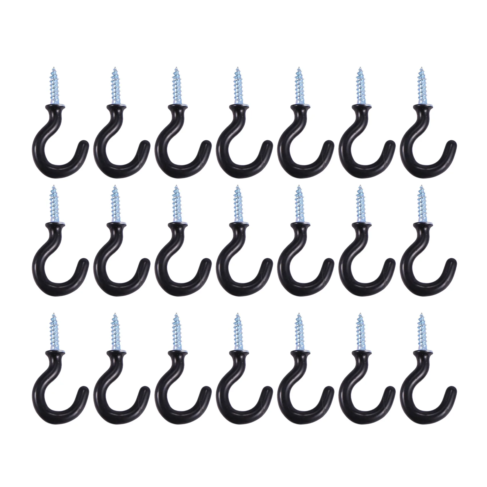 

ETRT 50 Pcs 1.1 inch Cup Mug Hooks Shouldered Metal Screw-in plastic coated Hanging Black