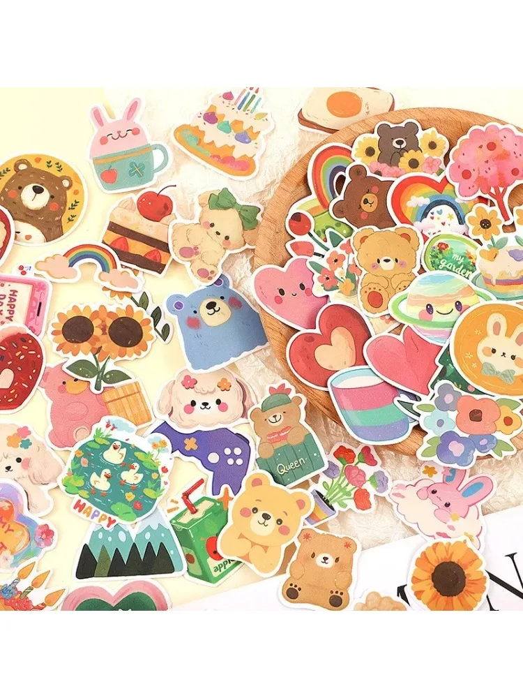 AliExpress NONE 108PCS Original Korean Cute Cartoon Bear Styles Watercolor Stickers for DIY Bicycle Hand Account Pencil Case Decals