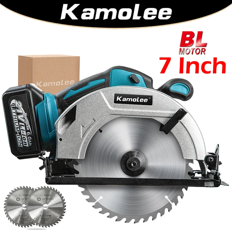 

Kamolee 7 Inch Electric Circular Saw Woodworking Home DIY Circular Saw Compatible with Makita 18V Battery