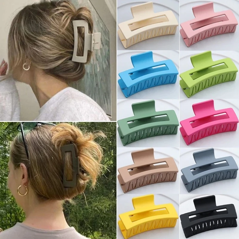 

10.5cm Large Matte Geometric Hair Claw Women Hair Clip Headwear Hairpins Crab Barrette Korean Fashion Ornament Hair Accessories