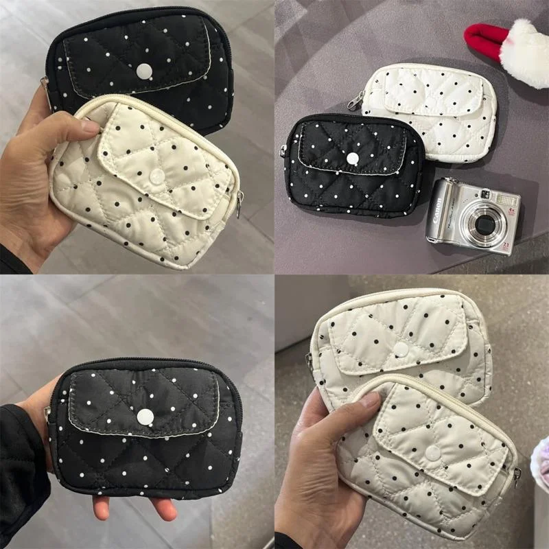 

Korean Style Storage Bag Polka Dot Storage Pouch Soft Thickened Sanitary Napkin Tote Bag High Capacity Makeup Travel Organizer