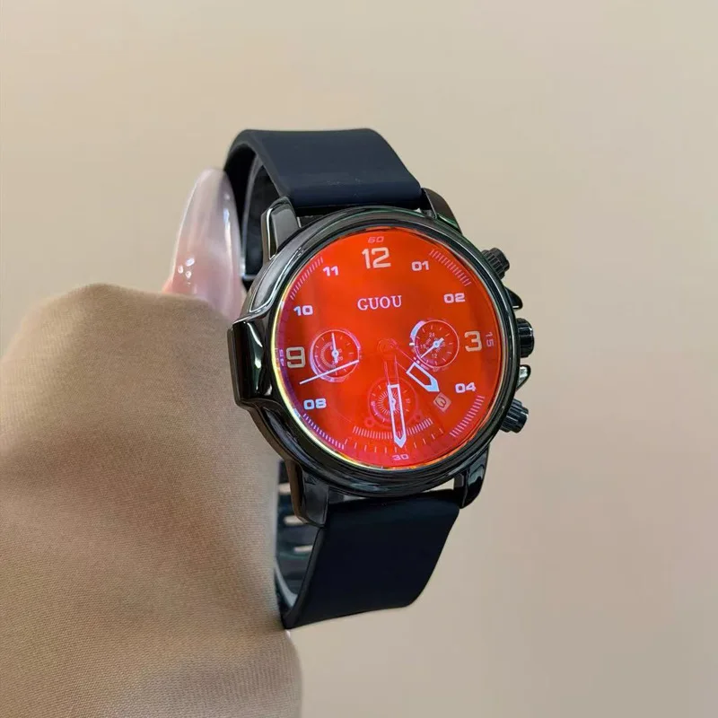 New Luxury Women'S Watch With Color-Changing Mirror, Silicone Strap, Leopard Print Large Dial, And Stylish Men'S Watch Design.