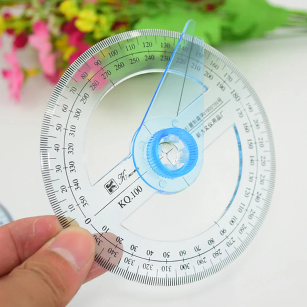 Arm Rotary Measuring Ruler Plastic 360 Degree Pointer Protractor Angle Finder