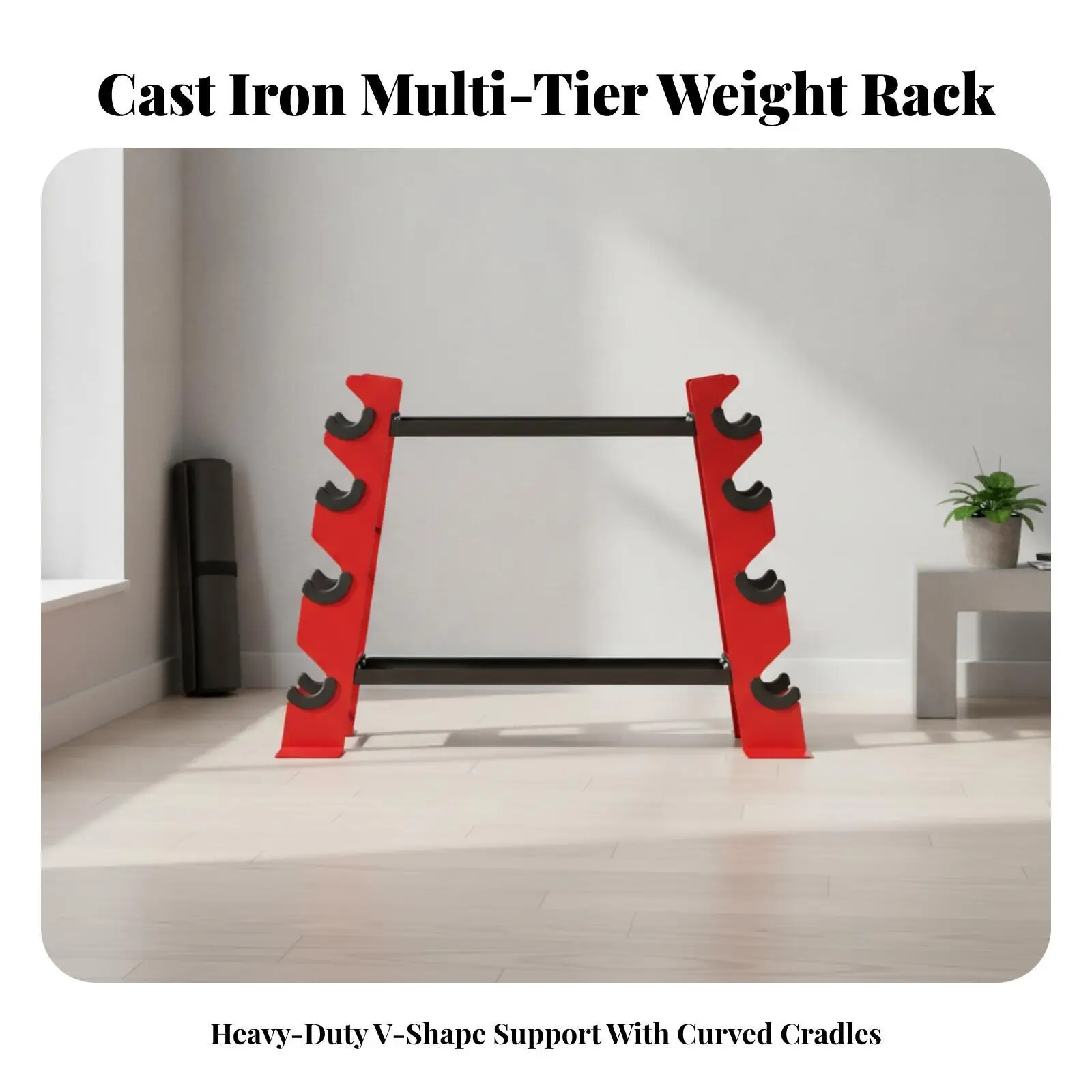 Freestanding Dumbbell Holder Rack for Home Workout Room with Anti Slip Rubber Cushions and Compact Frame