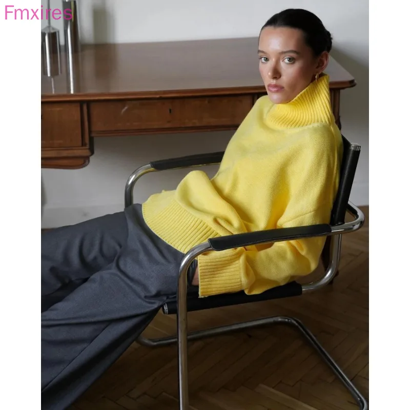 أوائل الشتاء وصول جديد: سترة نسائية ذات ياقة مدورة باللون الأصفر الخردلي - متماسكة كبيرة الحجم مستوحاة من Y2K للأسلوب القديم الأنيق #6