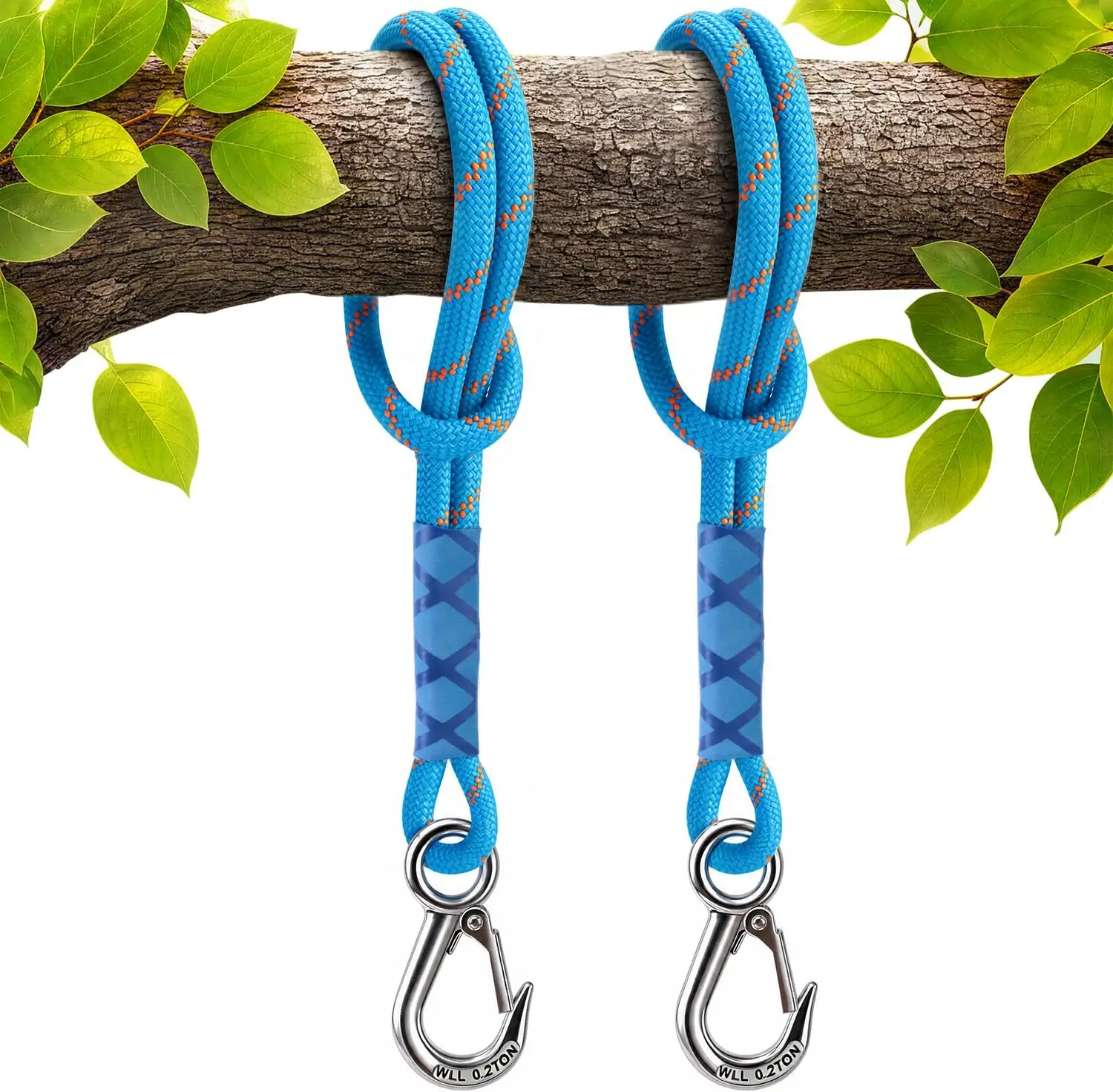 1Pcs Heavy Duty Nylon Sling with Metal Hook - Wear-resistant - Suitable for Outdoor Hammocks, Tree Swings, and Patio Chairs
