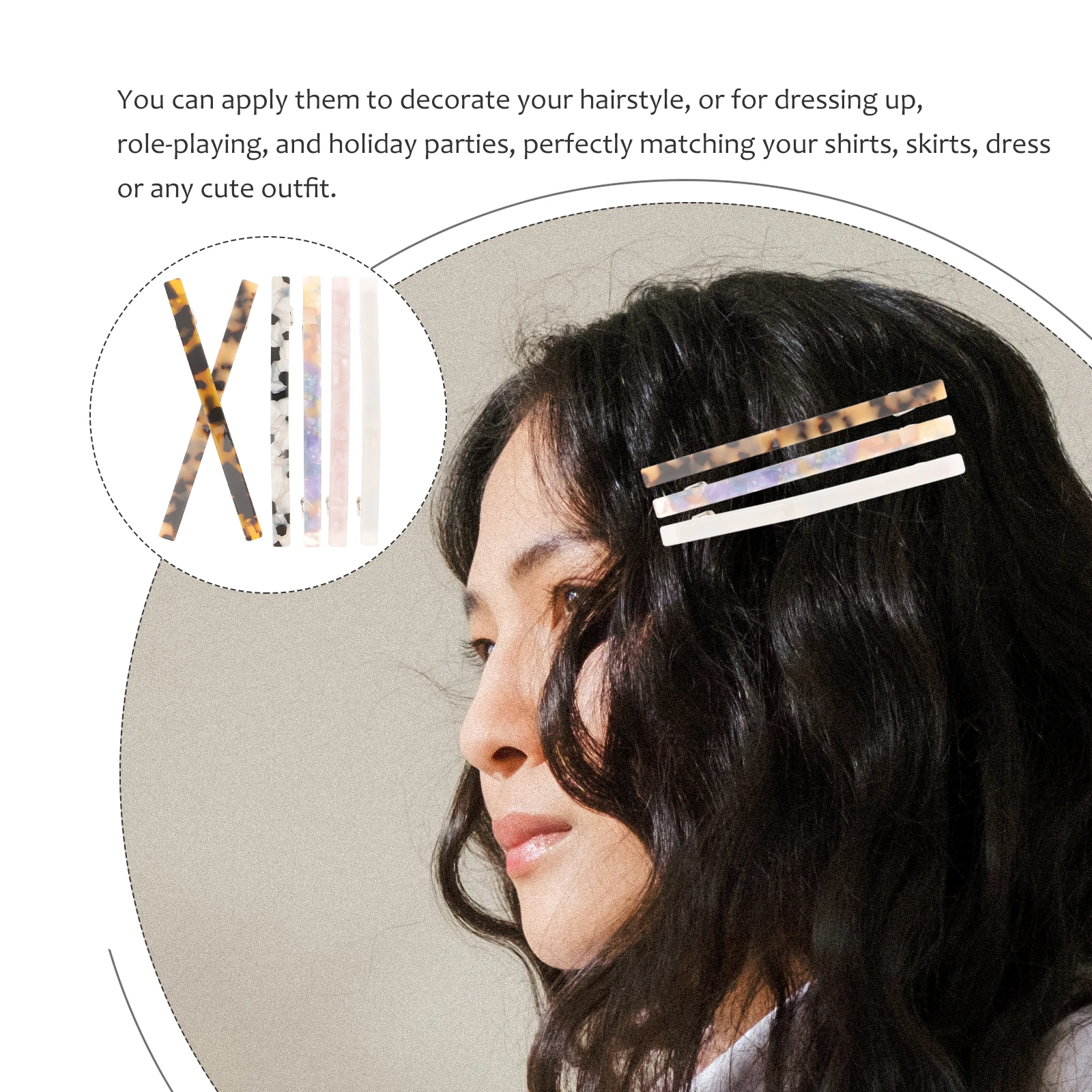 

6Pcs Hair Clip Set Marble Pattern Barrettes for Women Girls Acetate Material Lightweight Travel Friendly Stylish Hair