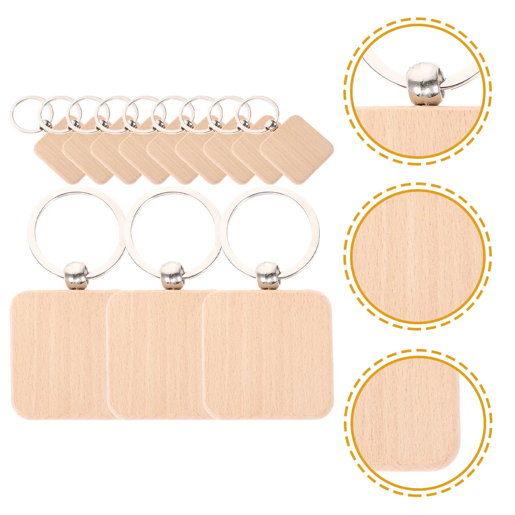 

12pcs Wooden Keychain Blanks Natural Wood Tags For Diy Craft Supplies Luggage Tags Handbag Ornaments Engraving Bulk Key Rings