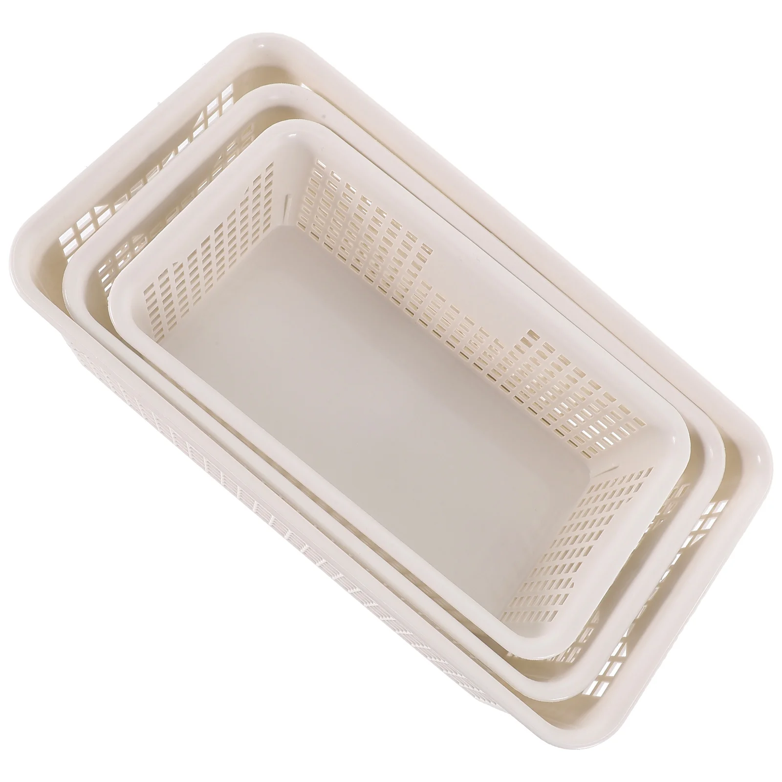 

3 PCS Storage Basket Kitchen Plastic Bathroom Pantry Organizer Bin for Home Baskets Organizing