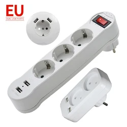 Germany Standard Extensions Adapter to EU Electrical Sockets With ON/OFF Switch 1 To 2/3 Way Power Plug Socket 250V Fast Charge