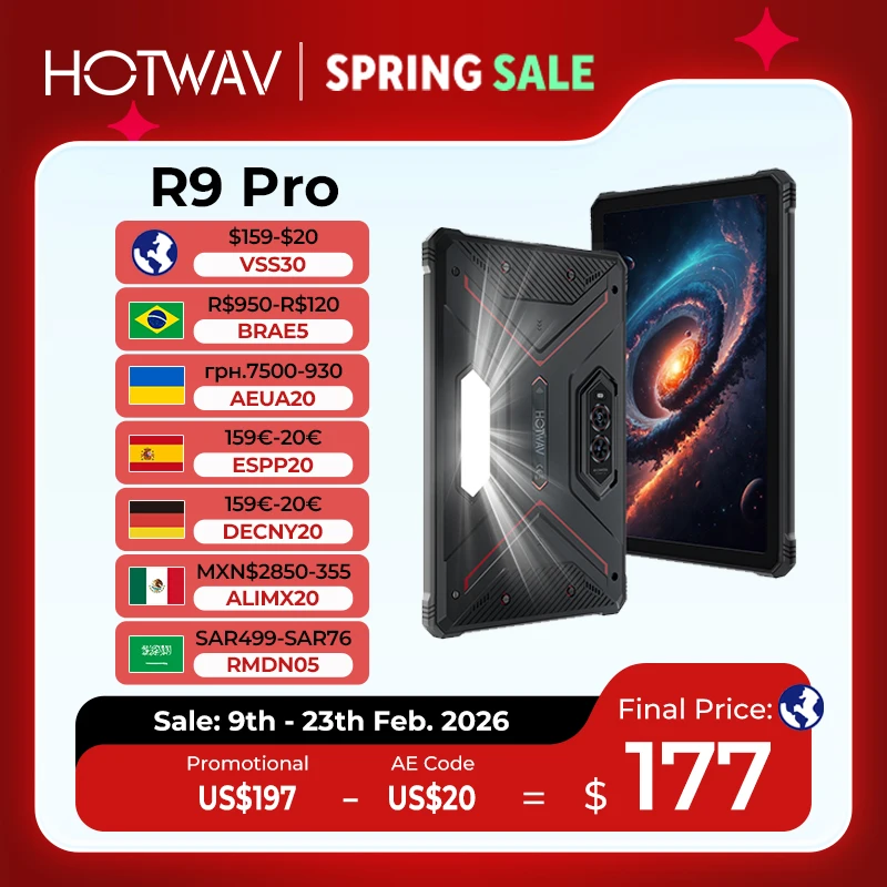 

HOTWAV R9 Pro Rugged Tablet 11'' FHD+ 2K Display 20080mAh Massive Battery Pad Android 14 6GB 256GB Camera Global 4G Tablet PC