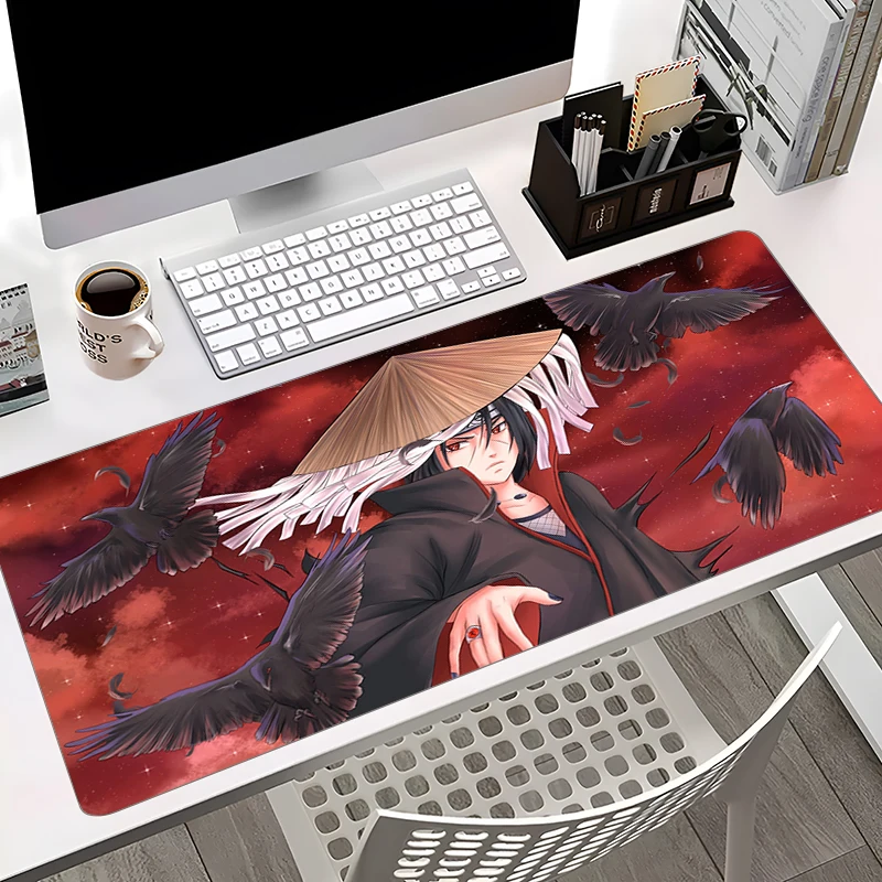 Tappetino per Mouse nero Uchiha Itachi N-narutoss Gamer tastiera Pad accessorio per Laptop antiscivolo tappetino per Mouse grande tappeto per