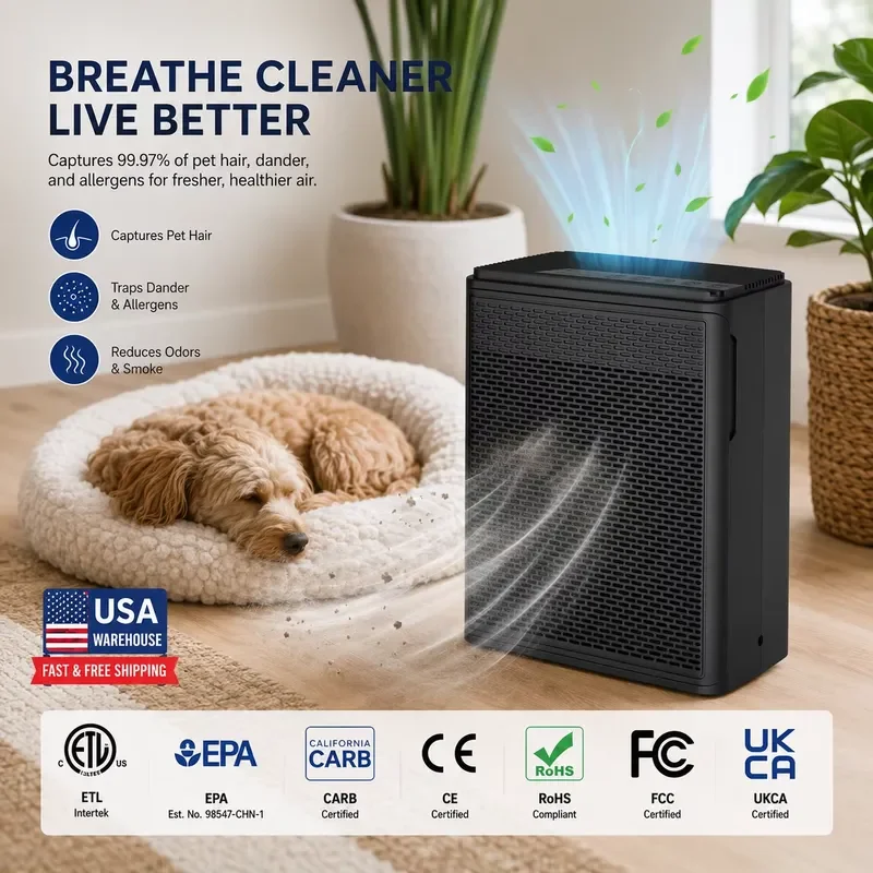 Premium Floor Standing Home Air Purifier for Medium Large Spaces With CADR 280 Replacement Filter Supply and Global