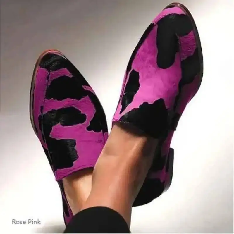 Wzór krowy Szpiczasty nosek Casual Płaskie mokasyny Damskie buty łodzi Płytkie pojedyncze buty