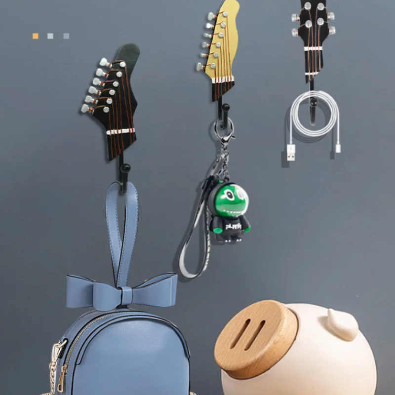 3PCS Nordic Guitar Decorative Hook Resin Craft Music Home Decor Wall Hook