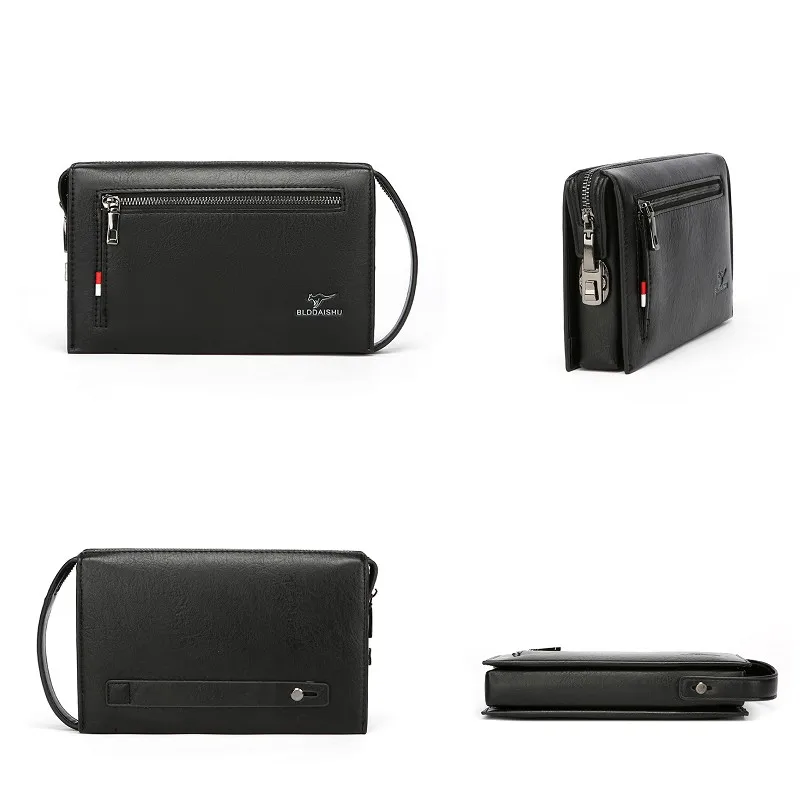 High Quality Clutch Solid Color PU Leather Men's Envelope Hand-Held Long Wallet Storage Card Bag Sacoches