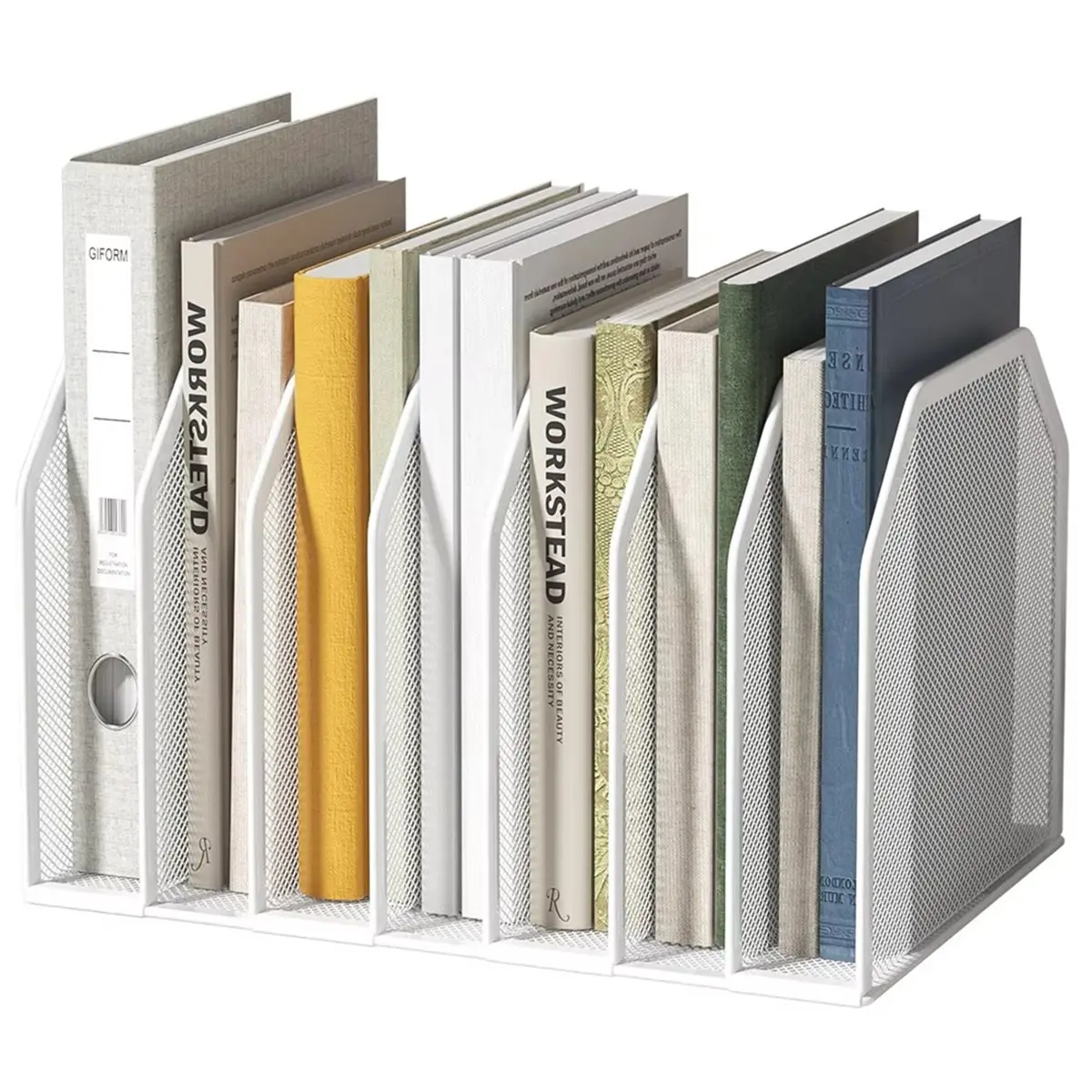 【New User-Coupon!】Segment File Folder Storage Rack for Desk Vertical File Rack Heavy Duty Mesh File Sorter for Books, Binders B
