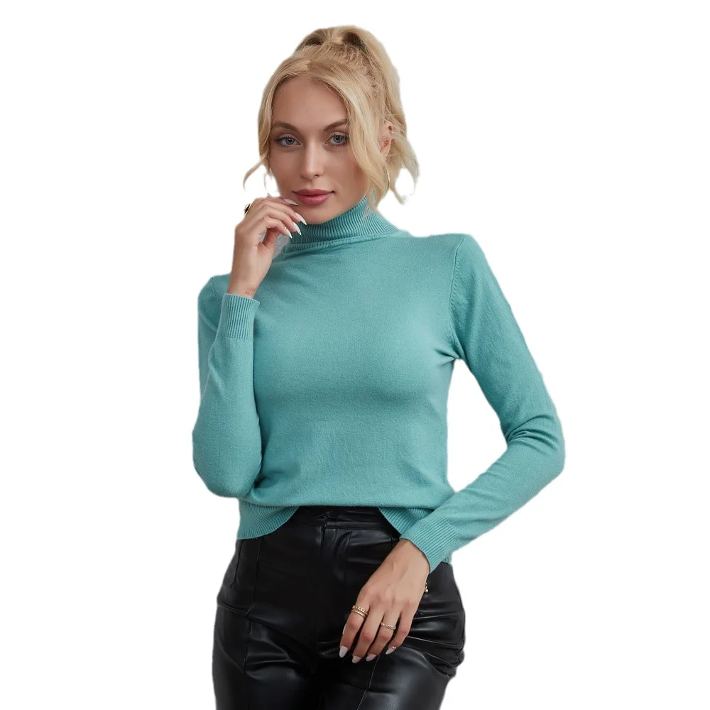 Suéter slim fit feminino, top versátil, moda simples, monocromático, novo, 2023