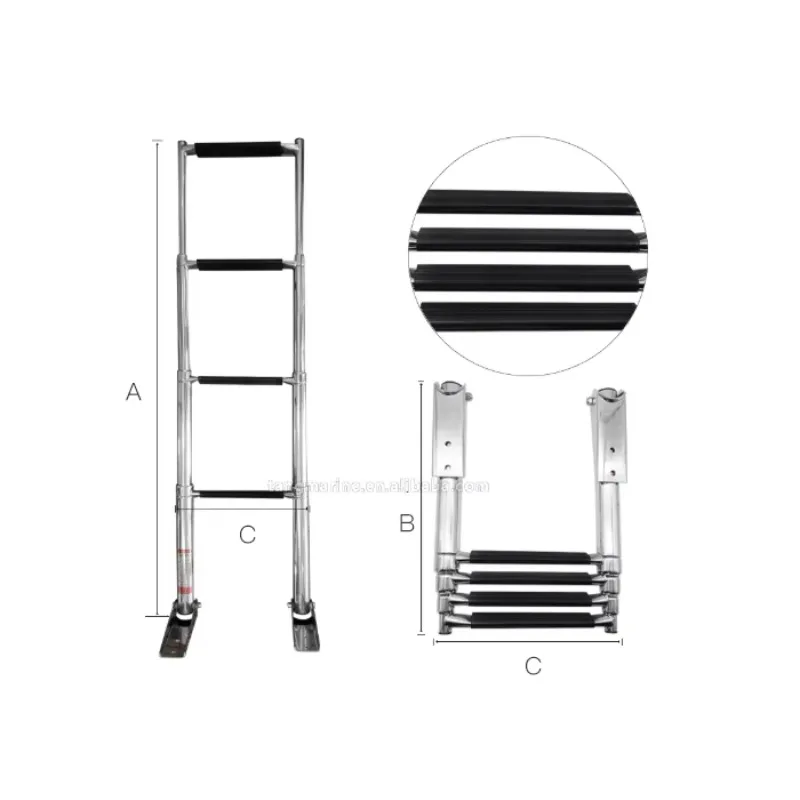 Marine Hardware Boat Folding Ladder 316 Stainless Steel Telescopic OEM ODM Ladder for Inflatable Boat