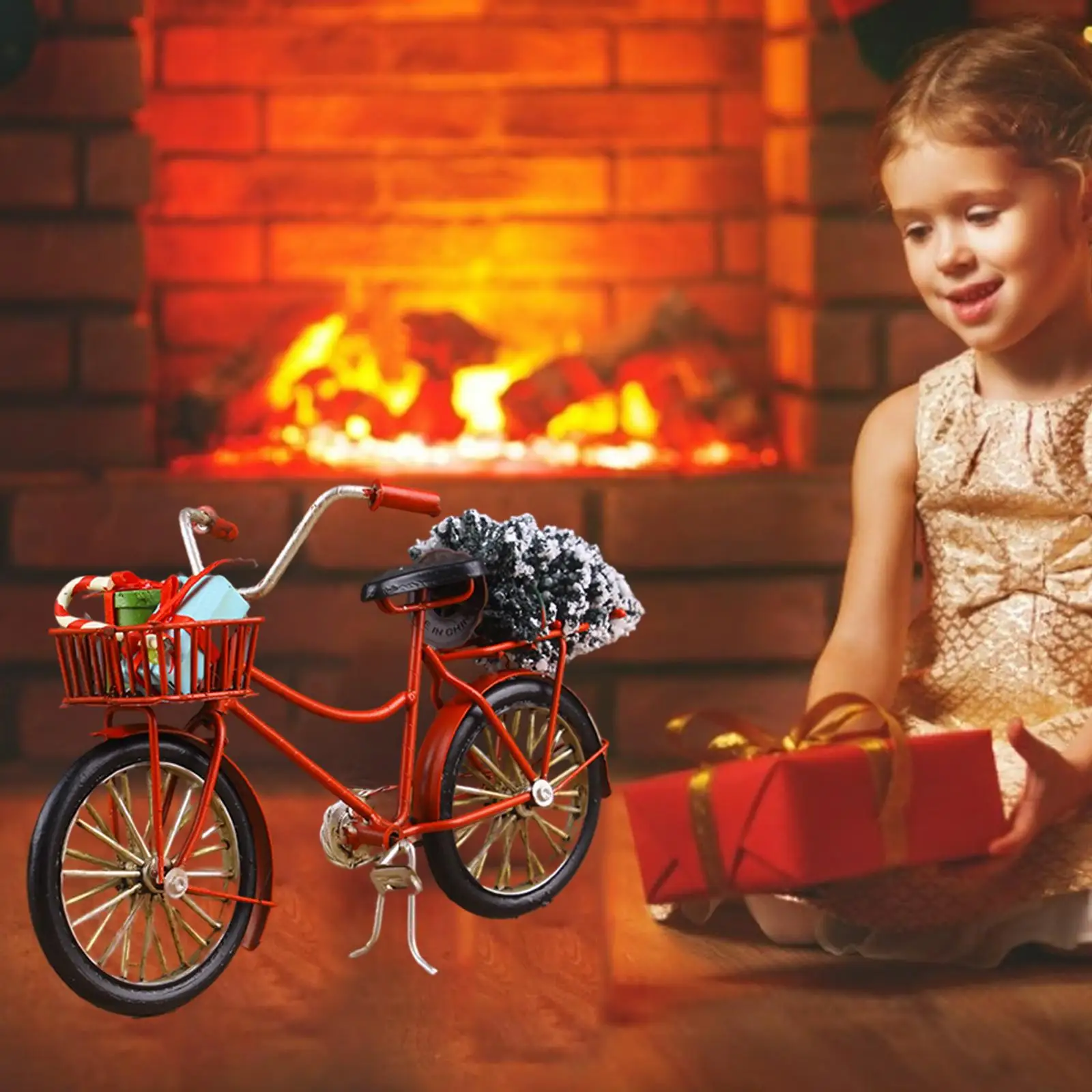 Veículos de mountain bike escala 1:10, bicicleta de dedo com caixa de presentes, modelo de casa de bonecas, quarto, escritório, decoração de mesa, brinquedos infantis