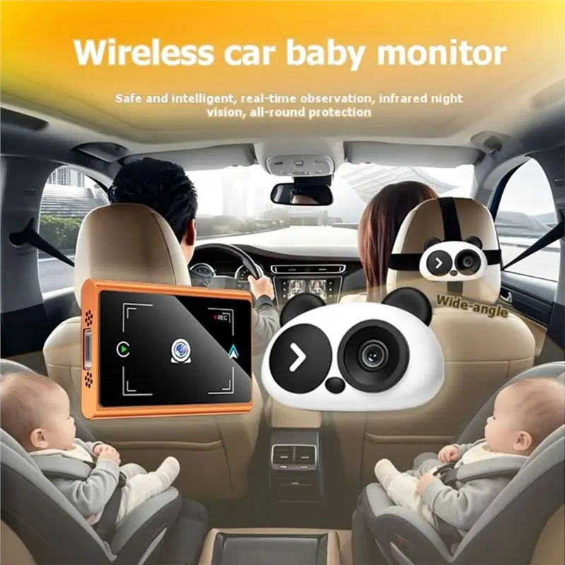 ABHI-Wireless Carplay& Android Auto Compatible Baby Monitor For Car With 5Ghz Wifi Night Vision Super Wide Angle And Voice